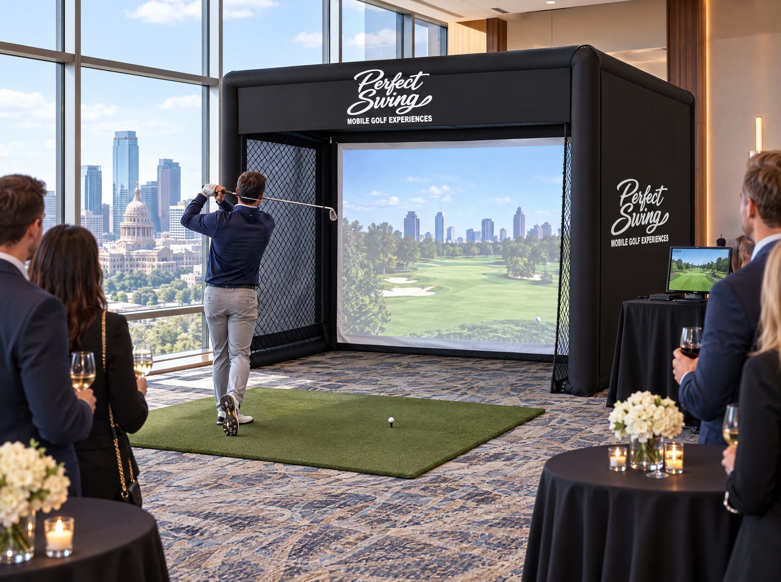 Mobile golf simulator rental in Sacramento